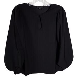 NWT J.Crew Women’s Size PS Puff Sleeve Satin-Back Crepe Top in Black (BL711)